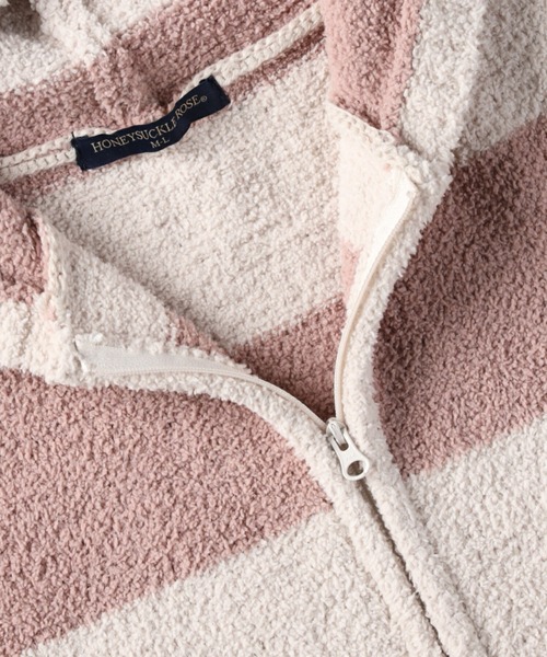 HONEYSUCKLE ROSE（ハニーサックルローズ）の「【HONEYSUCKLE ROSE】ルームウェアジップパーカー（パーカー・レディース・ホワイト×ライトピンク/オフホワイト/ピンク・L）」の10枚目の写真