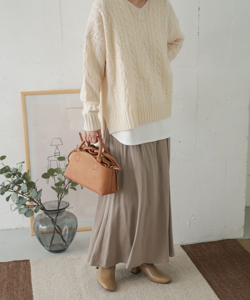 URBAN RESEARCH DOORS(アーバンリサーチドアーズ)の「フィブリルフレアスカート(スカート・レディース・ベージュ/チャコールグレー・ONE)」の12枚目の写真