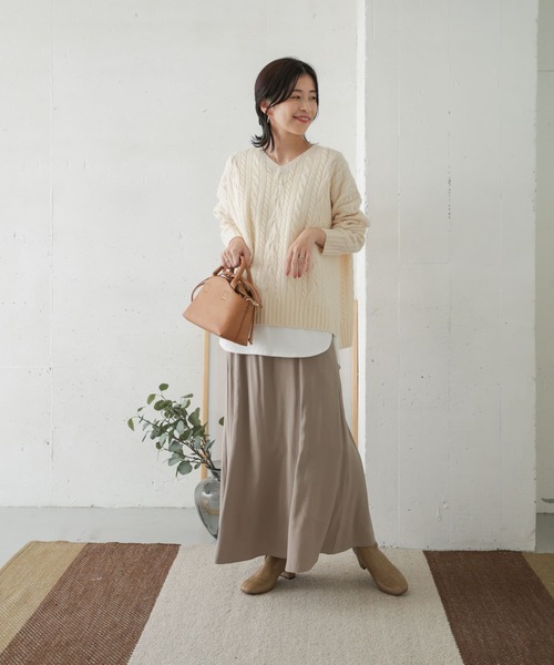 URBAN RESEARCH DOORS(アーバンリサーチドアーズ)の「フィブリルフレアスカート(スカート・レディース・ベージュ/チャコールグレー・ONE)」の18枚目の写真