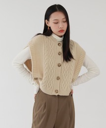 オーバーフィット ニット ボタン ベスト