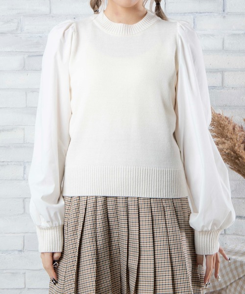 WEGO（ウィゴー）の「WEGO/袖ボリュームドッキングニット（ニット/セーター・レディース・ホワイト/ブラック/その他1/その他2・FREE）」の16枚目の写真