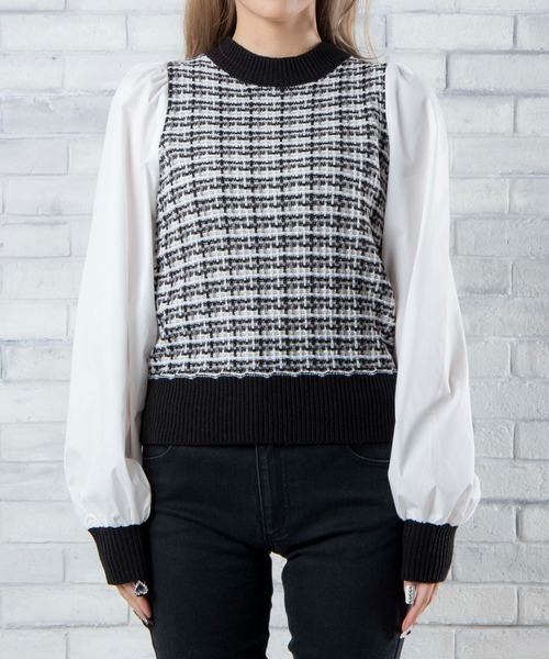 WEGO（ウィゴー）の「WEGO/袖ボリュームドッキングニット（ニット/セーター・レディース・ホワイト/ブラック/その他1/その他2・FREE）」の21枚目の写真