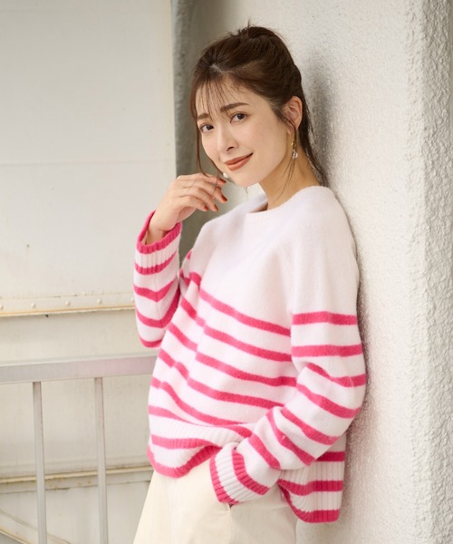 RIVE DROITE(リヴドロワ)の「定番のボーダートップスも新鮮に パネルボーダーニット(ニット/セーター・レディース・オフホワイト/ブラック・FREE)」の15枚目の写真