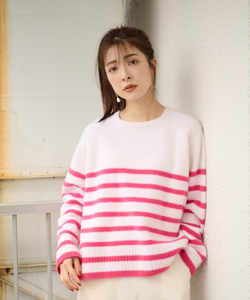 RIVE DROITE(リヴドロワ)の「定番のボーダートップスも新鮮に パネルボーダーニット(ニット/セーター・レディース・オフホワイト/ブラック・FREE)」の13枚目の写真