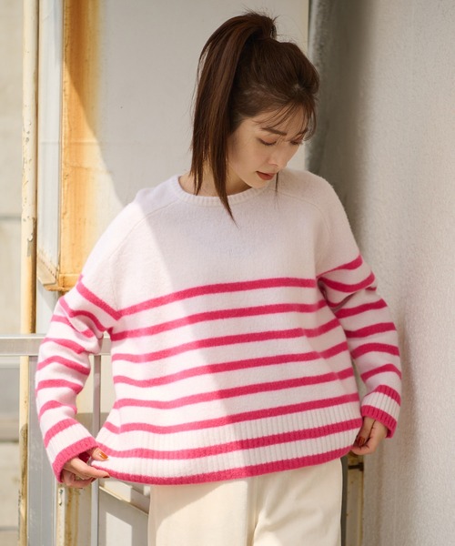 RIVE DROITE(リヴドロワ)の「定番のボーダートップスも新鮮に パネルボーダーニット(ニット/セーター・レディース・オフホワイト/ブラック・FREE)」の14枚目の写真