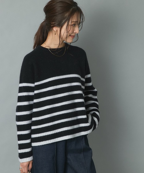 RIVE DROITE(リヴドロワ)の「定番のボーダートップスも新鮮に パネルボーダーニット(ニット/セーター・レディース・オフホワイト/ブラック・FREE)」の18枚目の写真