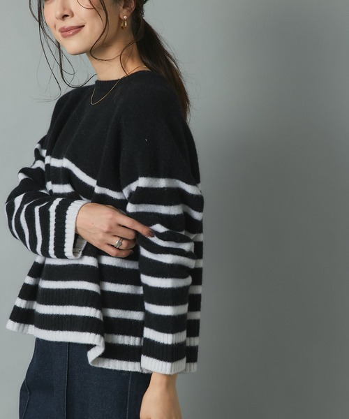 RIVE DROITE(リヴドロワ)の「定番のボーダートップスも新鮮に パネルボーダーニット(ニット/セーター・レディース・オフホワイト/ブラック・FREE)」の20枚目の写真