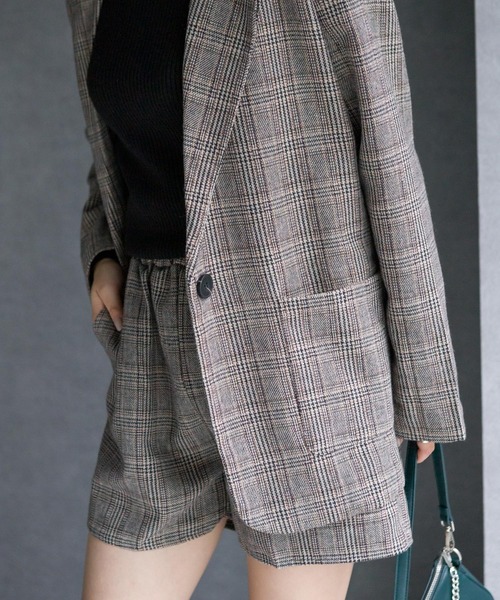 SpRay（スプレイ）の「タータンチェックショートパンツＳＥＴ　ＵＰ（セットアップ・レディース・ブラック/ブラウン・FREE）」の6枚目の写真