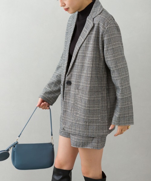 SpRay（スプレイ）の「タータンチェックショートパンツＳＥＴ　ＵＰ（セットアップ・レディース・ブラック/ブラウン・FREE）」の4枚目の写真