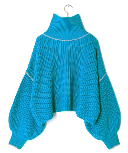 Alley by w closet(アリーバイダブルクローゼット)の「【Alley】ライン入りハイネックニットプルオーバー(ニット/セーター・レディース・ターコイズブルー/ベージュ/ラベンダー/グリーン・FREE)」の5枚目の写真