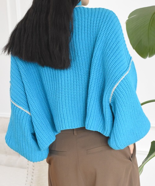 Alley by w closet(アリーバイダブルクローゼット)の「【Alley】ライン入りハイネックニットプルオーバー(ニット/セーター・レディース・ターコイズブルー/ベージュ/ラベンダー/グリーン・FREE)」の11枚目の写真