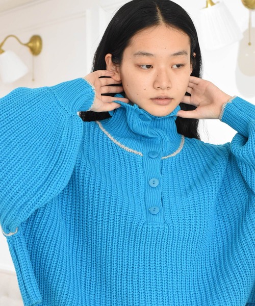 Alley by w closet(アリーバイダブルクローゼット)の「【Alley】ライン入りハイネックニットプルオーバー(ニット/セーター・レディース・ターコイズブルー/ベージュ/ラベンダー/グリーン・FREE)」の13枚目の写真
