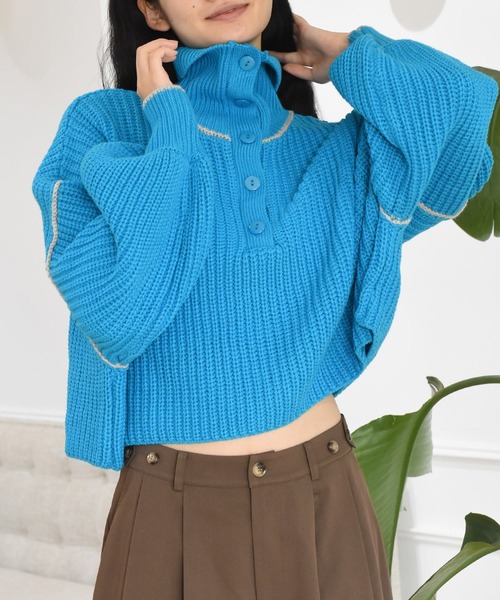 Alley by w closet(アリーバイダブルクローゼット)の「【Alley】ライン入りハイネックニットプルオーバー(ニット/セーター・レディース・ターコイズブルー/ベージュ/ラベンダー/グリーン・FREE)」の14枚目の写真