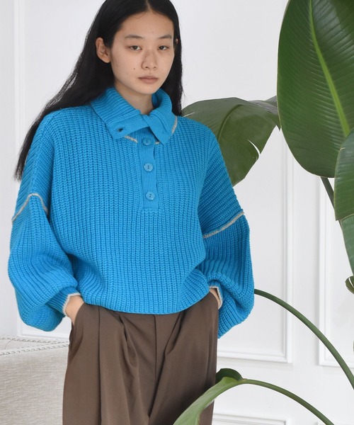 Alley by w closet(アリーバイダブルクローゼット)の「【Alley】ライン入りハイネックニットプルオーバー(ニット/セーター・レディース・ターコイズブルー/ベージュ/ラベンダー/グリーン・FREE)」の16枚目の写真