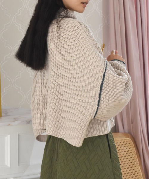 Alley by w closet(アリーバイダブルクローゼット)の「【Alley】ライン入りハイネックニットプルオーバー(ニット/セーター・レディース・ターコイズブルー/ベージュ/ラベンダー/グリーン・FREE)」の19枚目の写真