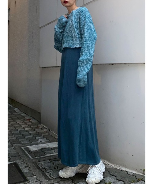 jouetie（ジュエティ）の「レイヤードニットワンピース【セットアイテム】（ワンピース・レディース・ブラック/ベージュ/ブルー/アイボリー・MEDIUM）」の4枚目の写真