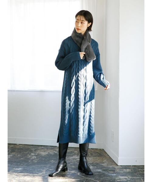 koe(コエ)の「差し込みフェイクファーミニティペット*(マフラー・レディース・チャコールグレー/パープル/ブルー/ライトグレー・FREE)」の9枚目の写真