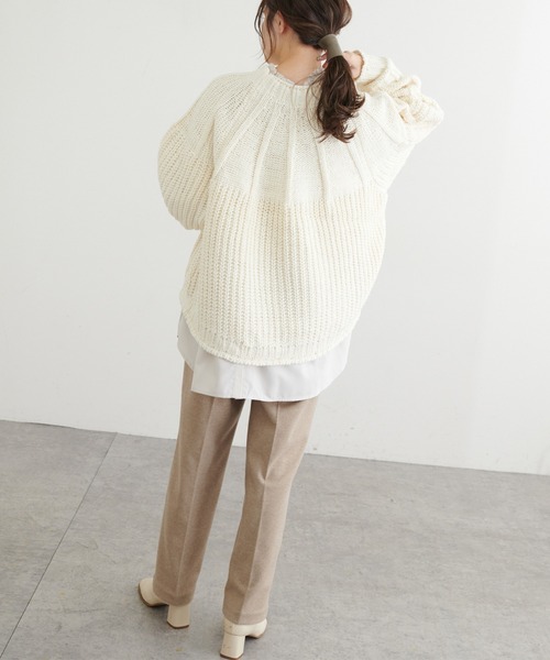 PUAL CE CIN（ピュアルセシン）の「アーチ編みニットプルオーバー（ニット/セーター・レディース・アイボリー/ブラック/ブラウン系その他/グレイッシュベージュ・FREE）」の10枚目の写真