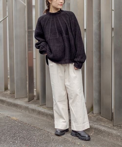 PUAL CE CIN（ピュアルセシン）の「アーチ編みニットプルオーバー（ニット/セーター・レディース・アイボリー/ブラック/ブラウン系その他/グレイッシュベージュ・FREE）」の18枚目の写真