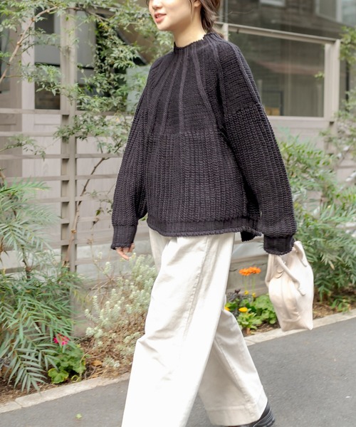 PUAL CE CIN（ピュアルセシン）の「アーチ編みニットプルオーバー（ニット/セーター・レディース・アイボリー/ブラック/ブラウン系その他/グレイッシュベージュ・FREE）」の16枚目の写真