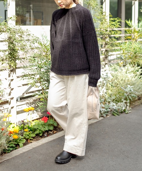 PUAL CE CIN（ピュアルセシン）の「アーチ編みニットプルオーバー（ニット/セーター・レディース・アイボリー/ブラック/ブラウン系その他/グレイッシュベージュ・FREE）」の15枚目の写真