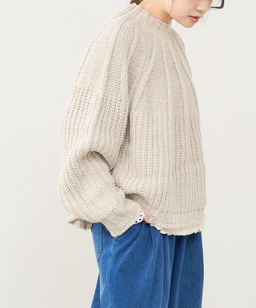 PUAL CE CIN（ピュアルセシン）の「アーチ編みニットプルオーバー（ニット/セーター・レディース・アイボリー/ブラック/ブラウン系その他/グレイッシュベージュ・FREE）」の21枚目の写真