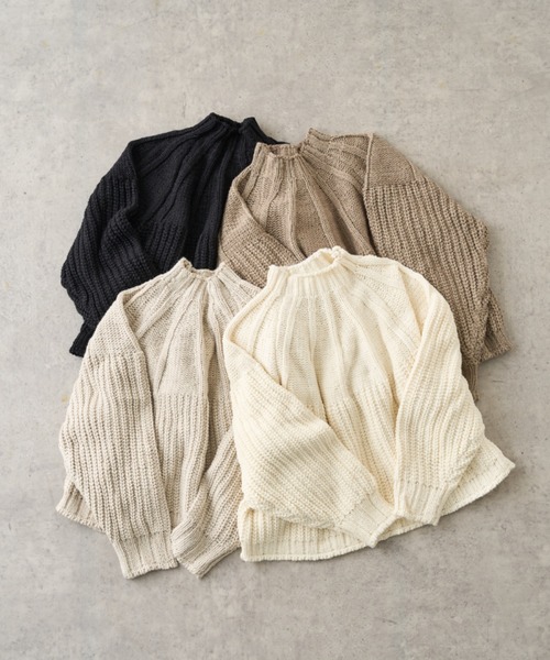 PUAL CE CIN（ピュアルセシン）の「アーチ編みニットプルオーバー（ニット/セーター・レディース・アイボリー/ブラック/ブラウン系その他/グレイッシュベージュ・FREE）」の22枚目の写真