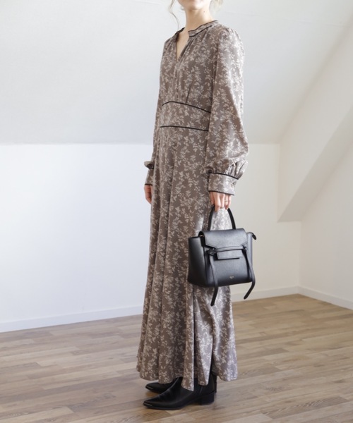 UNFIELD（アンフィールド）の「【UNFIELD パイピング花柄ワンピース】（ワンピース・レディース・ブラック/グレー・FREE）」の7枚目の写真