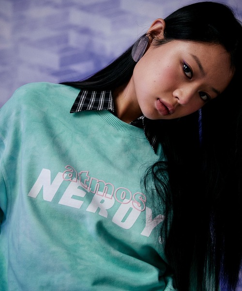 NERDY(ノルディ)の「NERDY x ATMOS DNA Watercolor Sweatshirt / ノルディー x アトモス ディーエヌエー ウォーターカラー スウェット 【SP】(スウェット・メンズ・パープル/ミント・L/M/S)」の5枚目の写真