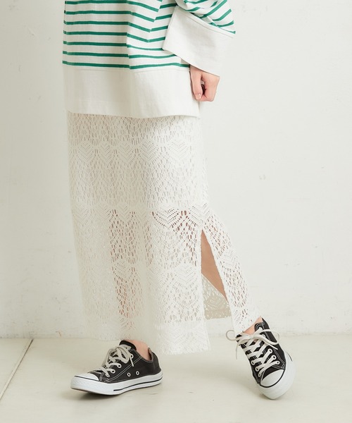 CIAOPANIC TYPY（チャオパニックティピー）の「レースIラインスカート（スカート・レディース・ホワイト/ブラック/グリーン・ONE SIZE）」の2枚目の写真