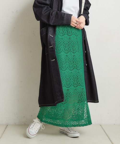 CIAOPANIC TYPY（チャオパニックティピー）の「レースIラインスカート（スカート・レディース・ホワイト/ブラック/グリーン・ONE SIZE）」の3枚目の写真