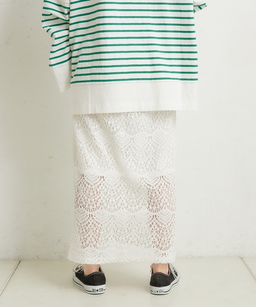 CIAOPANIC TYPY（チャオパニックティピー）の「レースIラインスカート（スカート・レディース・ホワイト/ブラック/グリーン・ONE SIZE）」の7枚目の写真