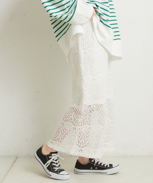 CIAOPANIC TYPY（チャオパニックティピー）の「レースIラインスカート（スカート・レディース・ホワイト/ブラック/グリーン・ONE SIZE）」の8枚目の写真