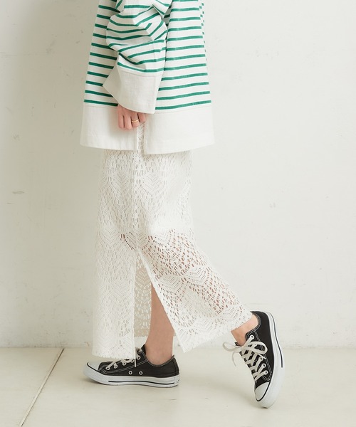 CIAOPANIC TYPY（チャオパニックティピー）の「レースIラインスカート（スカート・レディース・ホワイト/ブラック/グリーン・ONE SIZE）」の5枚目の写真