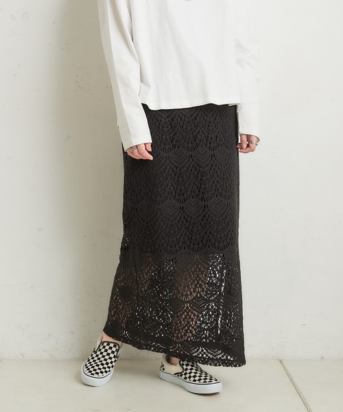 CIAOPANIC TYPY（チャオパニックティピー）の「レースIラインスカート（スカート・レディース・ホワイト/ブラック/グリーン・ONE SIZE）」の14枚目の写真