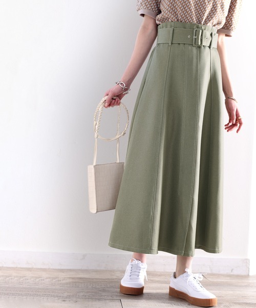 classicalelf（クラシカルエルフ）の「大人可愛い。配色ステッチハイウエストフレアスカート（スカート・レディース・ブラック/ベージュ/ネイビー/ライトグリーン・SMALL/MEDIUM/LARGE/X-LARGE）」の12枚目の写真