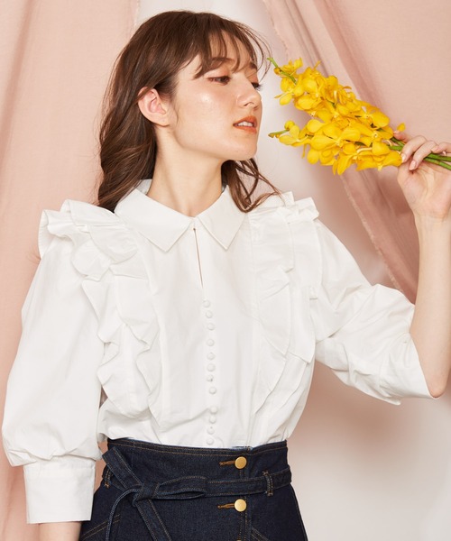 NOELA（ノエラ）の「ボリュームフリルブラウス（シャツ/ブラウス・レディース・ライトグリーン/その他1/オフホワイト・フリー）」の18枚目の写真