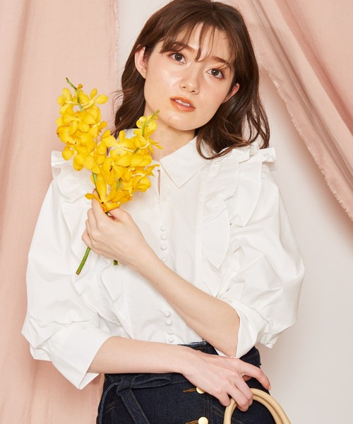 NOELA（ノエラ）の「ボリュームフリルブラウス（シャツ/ブラウス・レディース・ライトグリーン/その他1/オフホワイト・フリー）」の19枚目の写真