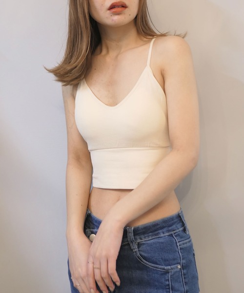 CORNERS（コーナーズ）の「バックリボンパット入りブラトップ（キャミソール・レディース・アイボリー/ブラック/グレイッシュベージュ/カーキ・M）」の2枚目の写真