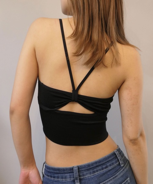 CORNERS（コーナーズ）の「バックリボンパット入りブラトップ（キャミソール・レディース・アイボリー/ブラック/グレイッシュベージュ/カーキ・M）」の3枚目の写真