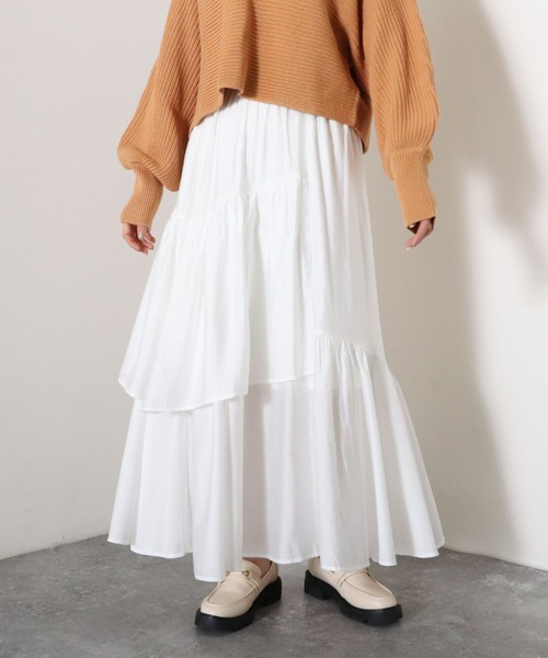 archives（アルシーヴ）の「ランダムティアードスカート（スカート・レディース・オフホワイト/ピンク/ブルー/グリーン・MEDIUM）」の2枚目の写真