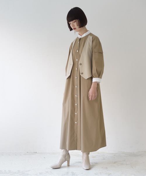 新品】La SRIC / ロングトレンチベスト+フードJK