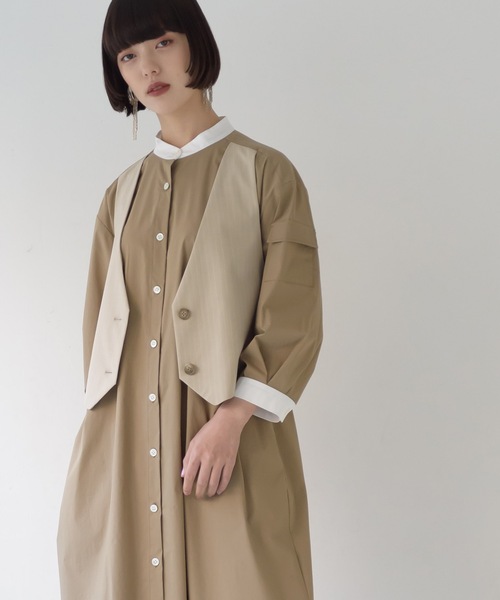 La SRIC（ラスリック）の「La SRIC / ストライプベストドッキングOP（シャツワンピース・レディース・ライトグリーン/ブラウン系その他・38）」の19枚目の写真