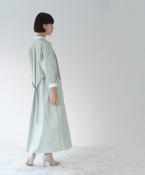 La SRIC（ラスリック）の「La SRIC / ストライプベストドッキングOP（シャツワンピース・レディース・ライトグリーン/ブラウン系その他・38）」の6枚目の写真