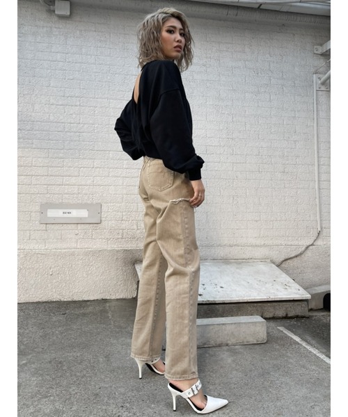 EGOIST(エゴイスト)の「バックツイストスウェットトップス(スウェット・レディース・ブラック/オレンジ/マルチ・FREE)」の6枚目の写真