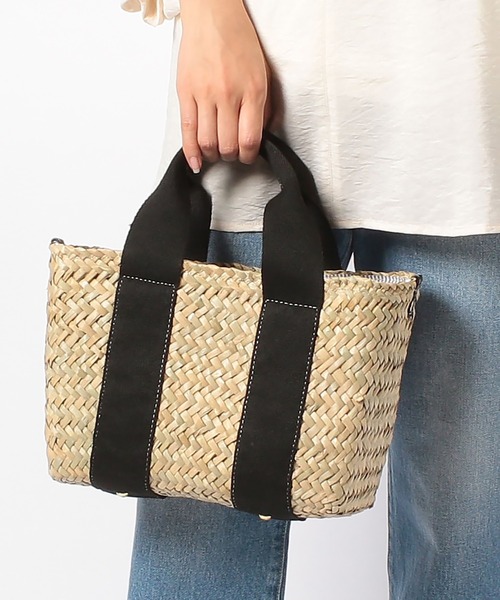 Via Demizon（ビアデミゾン）の「ショルダーバッグ付きカゴバッグ（かごバッグ・レディース・ブラック/ベージュ/ネイビー/レッド・フリー）」の2枚目の写真