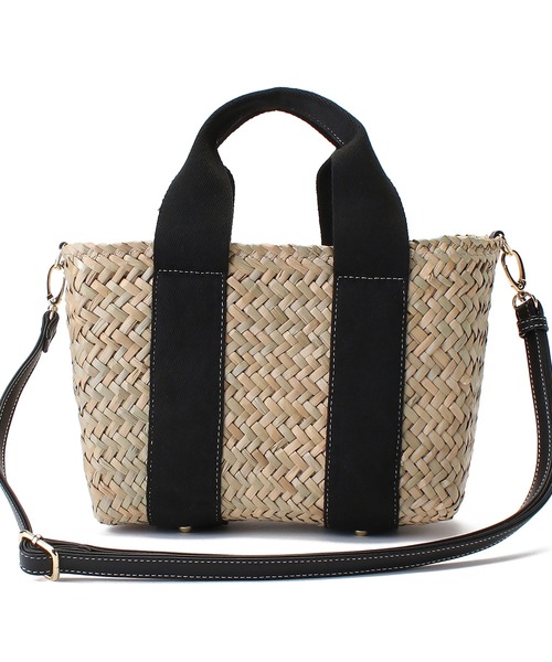 Via Demizon（ビアデミゾン）の「ショルダーバッグ付きカゴバッグ（かごバッグ・レディース・ブラック/ベージュ/ネイビー/レッド・フリー）」の15枚目の写真