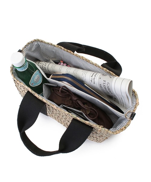 Via Demizon（ビアデミゾン）の「ショルダーバッグ付きカゴバッグ（かごバッグ・レディース・ブラック/ベージュ/ネイビー/レッド・フリー）」の5枚目の写真