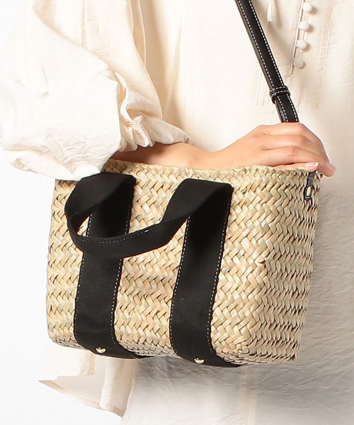 Via Demizon（ビアデミゾン）の「ショルダーバッグ付きカゴバッグ（かごバッグ・レディース・ブラック/ベージュ/ネイビー/レッド・フリー）」の8枚目の写真