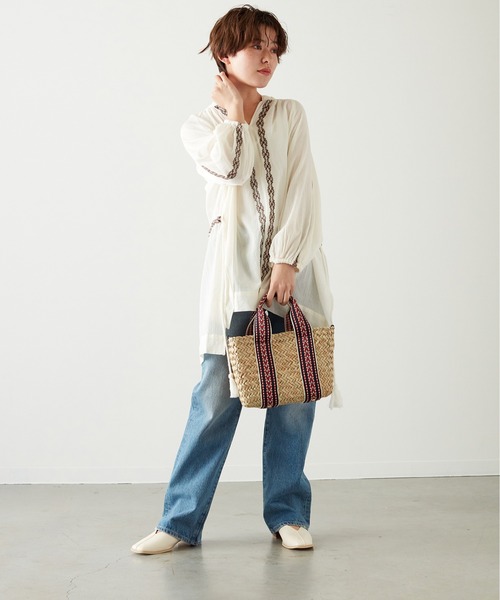 Via Demizon（ビアデミゾン）の「ショルダーバッグ付きカゴバッグ（かごバッグ・レディース・ブラック/ベージュ/ネイビー/レッド・フリー）」の16枚目の写真